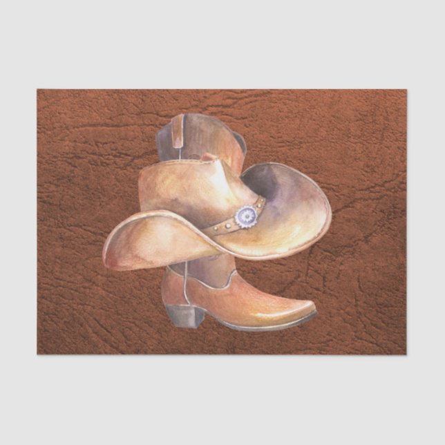 Set für Tissue Paper (2) Cowboy-Hut und Boot Seidenpapier (Vorderseite)