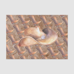 Set für Tissue Paper (2) Cowboy-Stiefel & -Hut auf Seidenpapier