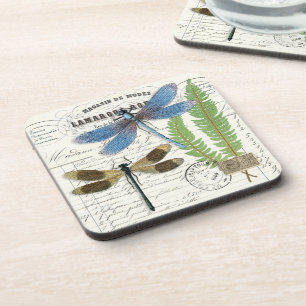 Set für Vintage Dragonly- und Französische Dokumen Getränkeuntersetzer