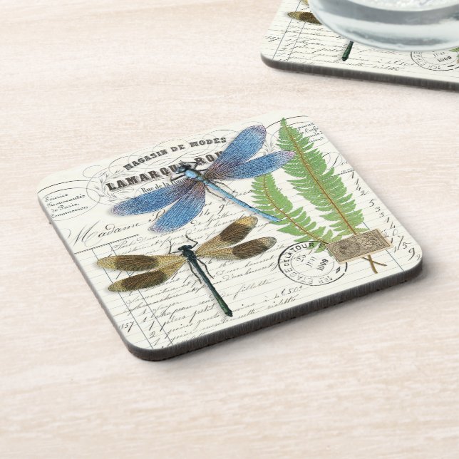 Set für Vintage Dragonly- und Französische Dokumen Getränkeuntersetzer (Linke Seite)