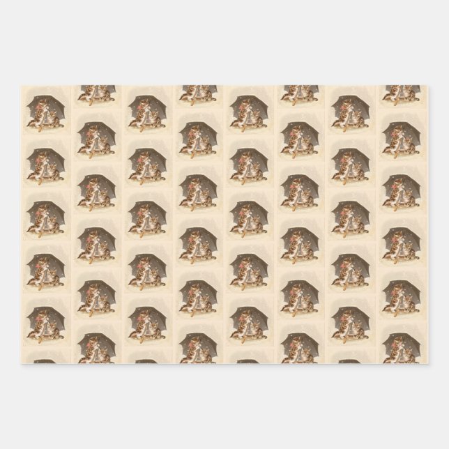 Set für Vintage Winterkatzen Geschenkpapier Set (Vorderseite 3)