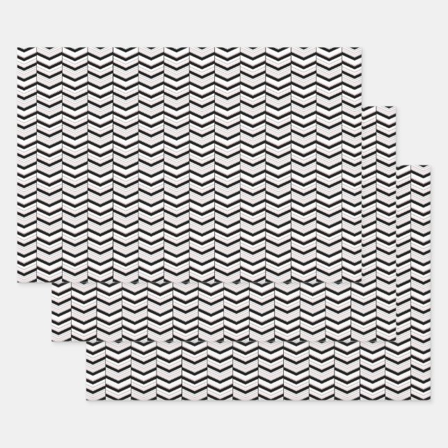 Set für Zickzack Papierpapier mit Schwarz-weißem B Geschenkpapier Set (Set)