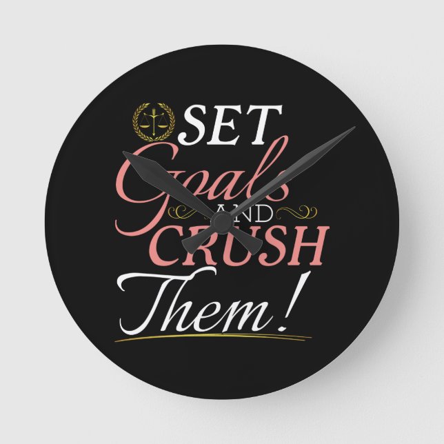 Set Goals und Crush Thread Quote Runde Wanduhr (Vorderseite)