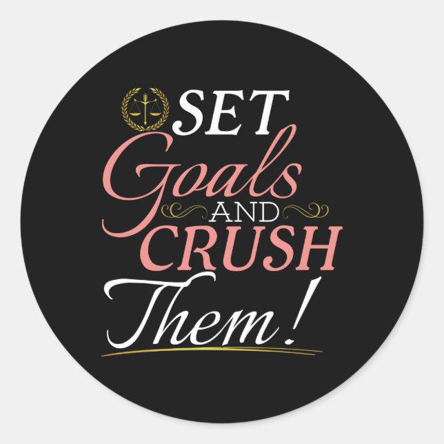 Set Goals und Crush Thread Quote Runder Aufkleber (Vorderseite)