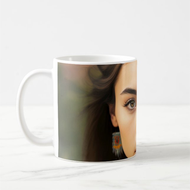 Set junger wunderschöner amerikanischer Frauen Kaffeetasse (Links)