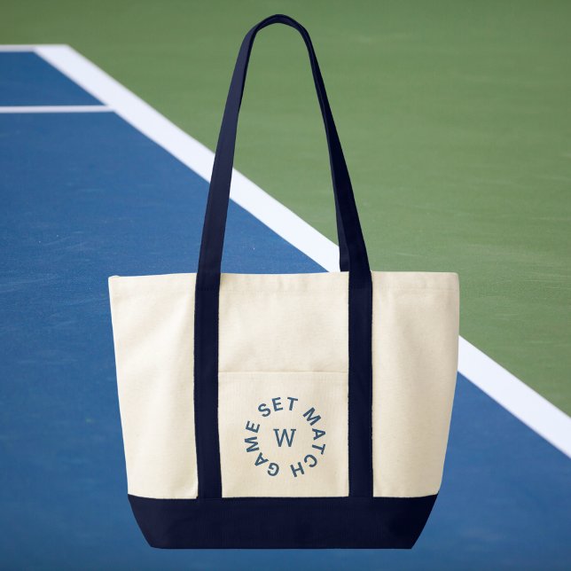 Set Match Blue Monogram Navy Trim Tennis Tragetasche (Von Creator hochgeladen)