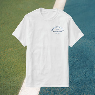 Set Match Blue Wappen Mens Tennis Whites T-Shirt