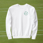 Set Match Green Monogram Womens Tennis Whites Sweatshirt<br><div class="desc">Spiel Set Match,  grünes Monogramm,  Tennis weiß Sweatshirts. Personalisieren Sie mit Ihrem ersten. Ideal für ein örtliches Tennisturnier,  als Geschenk für einen Tennisliebhaber oder für einen Tennis-Junggeselinnen-Abschied. Entworfen,  um unsere Game Set Match Tennis Collection.</div>