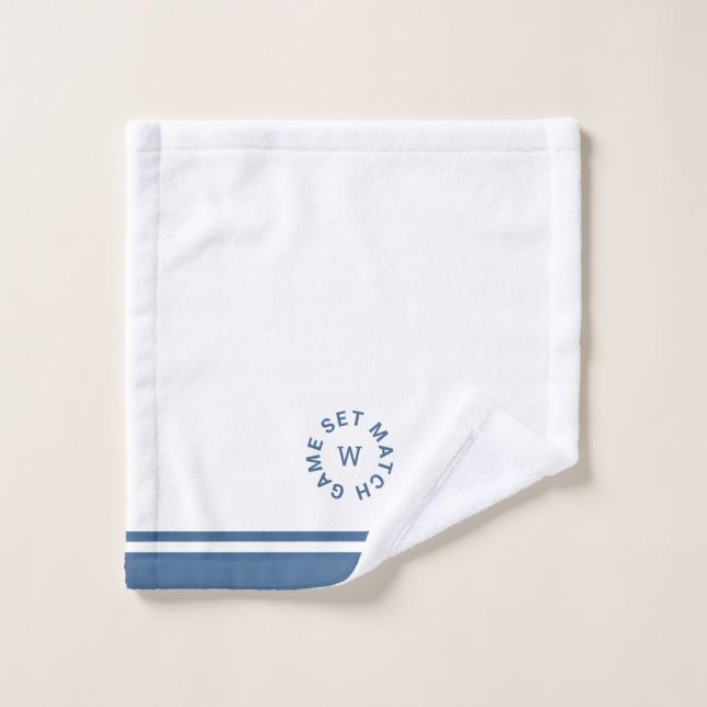 Set Match Monogram Blue Stripe Tennis Face Waschlappen (Waschlappen)