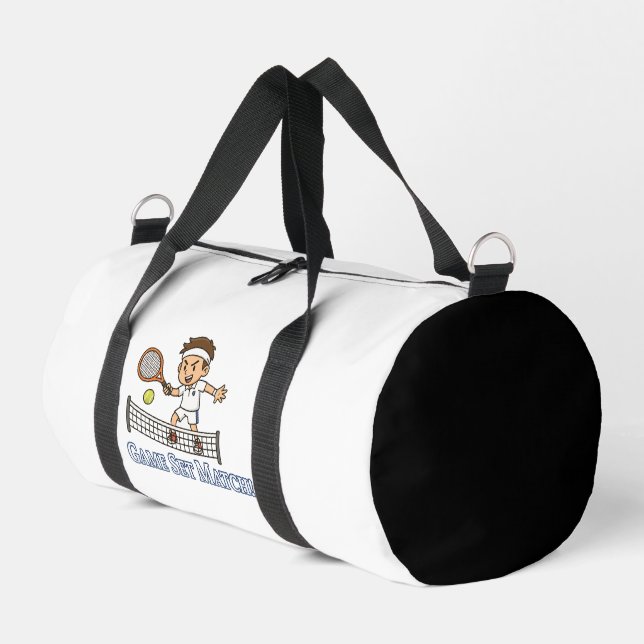 Set Match Tennis Cartoon Design Duffle Bag (Linke Seite)