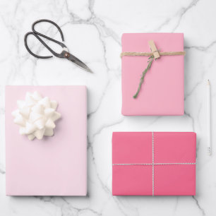 Set mit 3 Bögen rosa Geschenkpapier