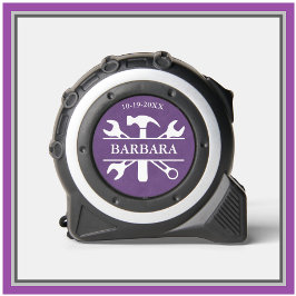 Set mit dem Namen des Leather Textools Lila Maßband