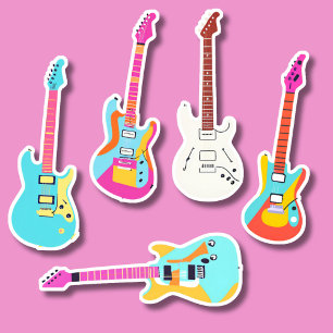 Set mit elektrischer Gitarre wasserdicht Aufkleber