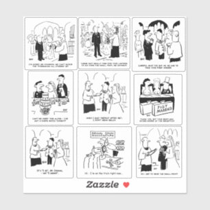 Set mit neun lustigen Hochzeitscartoons Aufkleber