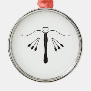 Set mit Querbogen und Bolzen in Silhouette Ornament Aus Metall