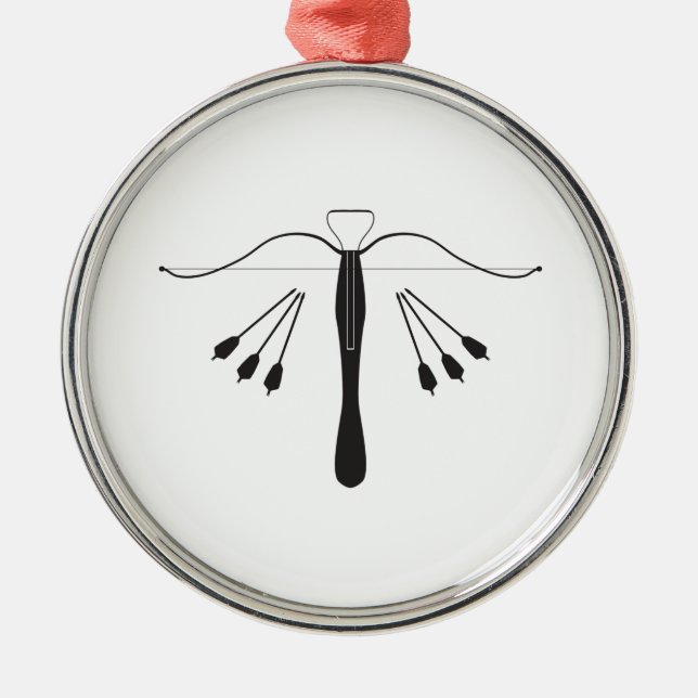 Set mit Querbogen und Bolzen in Silhouette Ornament Aus Metall (Vorne)