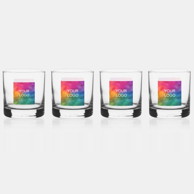 Set mit vier kundenspezifischen Minimal-Template-F Whiskyglas (Vorderseite)