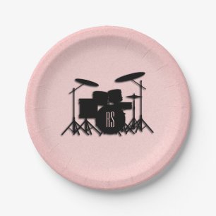 Set-Musikdesign rosa Pappteller