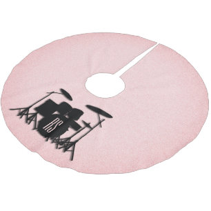 Set-Musikdesign rosa Polyester Weihnachtsbaumdecke