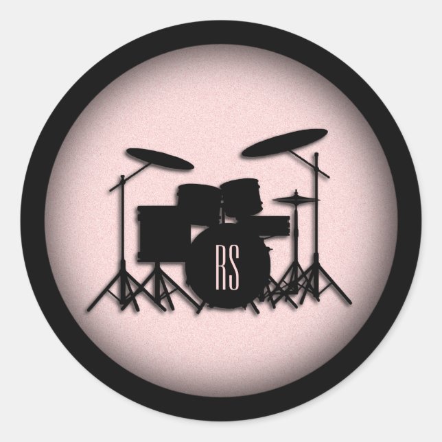 Set-Musikdesign rosa Runder Aufkleber (Vorderseite)