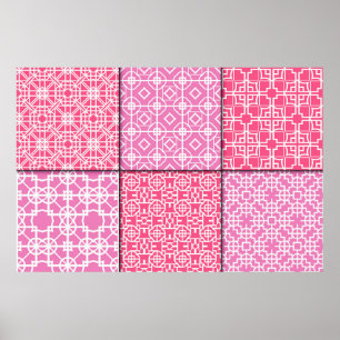 Set of 6 seamless geometric pattern. Vintage Poster