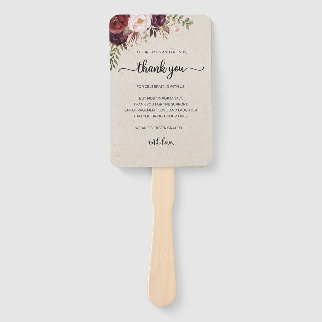 Set of Fans (​Elegant Rustic Marsala Floral Save) Fächer (Vorderseite)