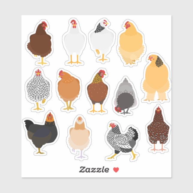 set of various chickens sticker (Blatt)