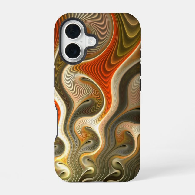 Set Phasers Abstrakte Orange Flammen iPhone 16 Hülle (Rückseite)