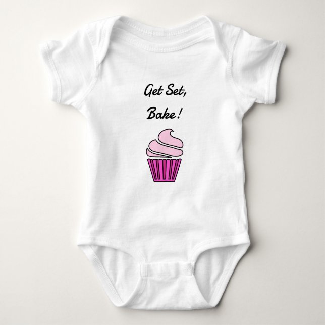 Set pinkfarbener Kuchen Baby Strampler (Vorderseite)