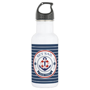Set Sail Nautical Stripes Edelstahlflasche