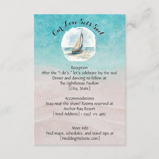 Set Sail Wedding Card Begleitkarte (Vorderseite)