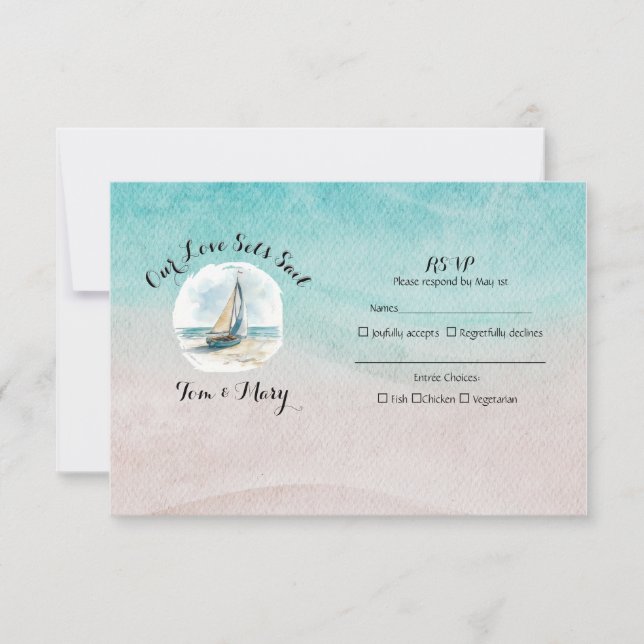 Set Sail Wedding RSVP Karte (Vorderseite)