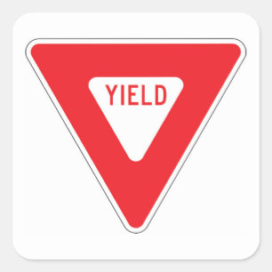 Set "Sehr Fun Classic Yield Sign Sticker" Quadratischer Aufkleber