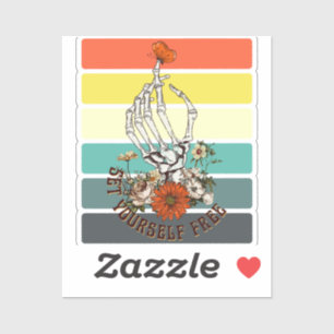 Set Sie selbst frei - Skelett Blume Schmetterling Aufkleber