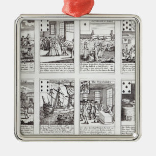Set Spielkarteschilderung Satirical Silbernes Ornament