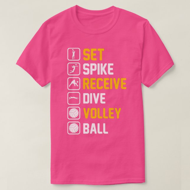 Set Spike Empfang Dive Volley Ball T-Shirt (Design vorne)