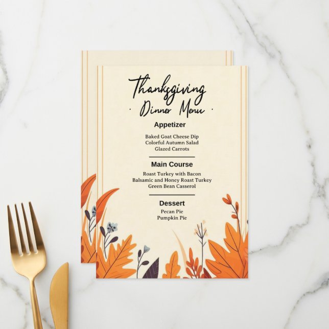 SET THE MOOD FOR FALL WITH OUR DESIGN OF MENU MENÜKARTE (Vorderseite/Rückseite Beispiel)
