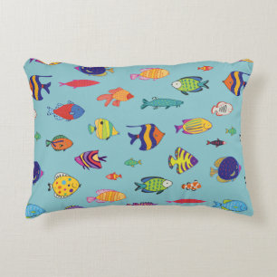 Set tropischer Fische. Zeilennahtloses Muster Dekokissen