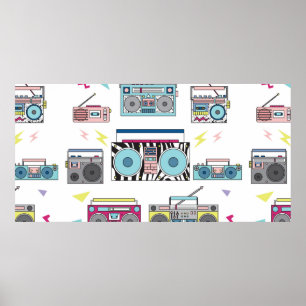 Set verschiedener Vintager Kassettenabspielgeräte. Poster