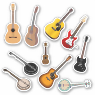 Set von 10 Gitarrenaufklebern Instrumentenkleber Aufkleber