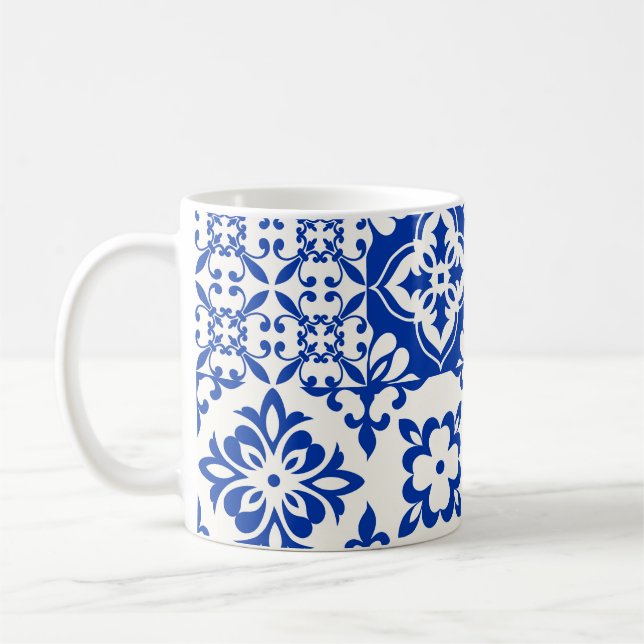 Set von 16 Fliesen Azulejos in blau, weiß. Origina Kaffeetasse (Links)