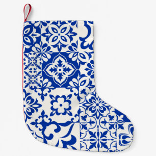 Set von 16 Fliesen Azulejos in blau, weiß. Origina Kleiner Weihnachtsstrumpf