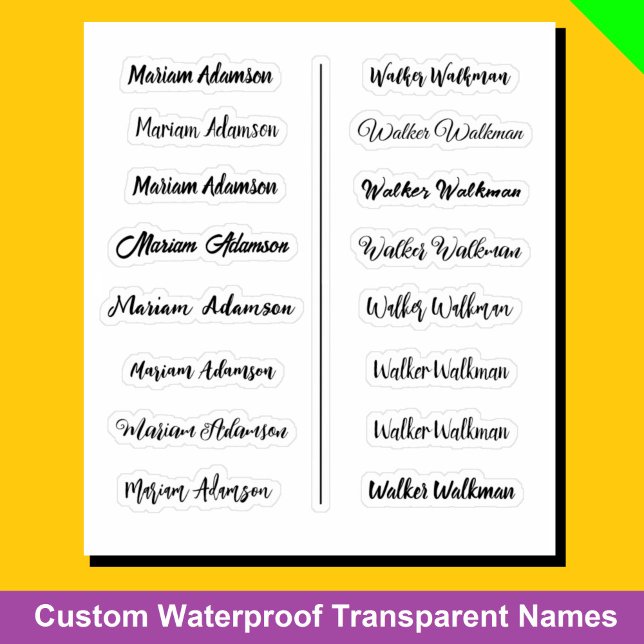 (Set von 16) Transparente einfache Namensaufkleber Aufkleber (Transparent Simple Name Stickers)