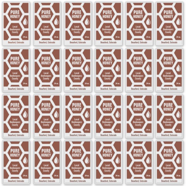 Set von 24 Transparenten Honigwabenmarken Aufkleber (Vorderseite)