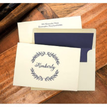 Set von 25 eleganten Navy Blue Laurel Fold Mitteil