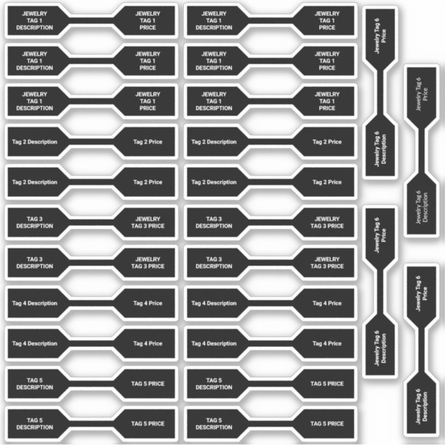 Set von 26 Juwelierpreisen Markierung Black Barbel Aufkleber (Vorderseite)