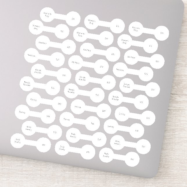 Set von 30 Schmuck Barbell verkaufen Preis fünf Pr Aufkleber (Detail)