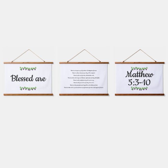 Set von 3 Beatitudes Tapestry Wandteppich Mit Holzrahmen (Dreifach)