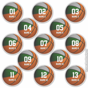 Set von 3 cm grauen Jungs Basketball-Mädchen Aufkleber