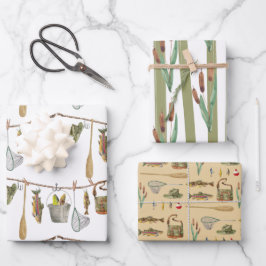 Set von 3 flachformatiertem Fangpapier Geschenkpapier Set